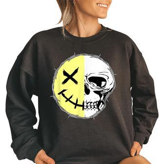 Smile Skull Skeleton Face Skull Women Oversized Sweatshirt | Mazezy