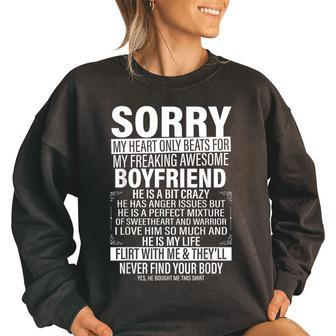 Sorry My Heart Only Beats For My Freaking Awesome Boyfriend Women Oversized Sweatshirt | Mazezy DE
