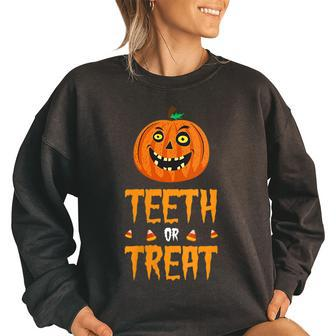 Spooky Halloween Dental - Th Or Trick Pumpkin Women Oversized Sweatshirt | Mazezy