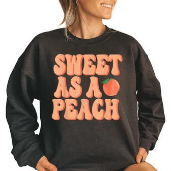 Sweet As A Peach Retro 70S Peachy Summer Fruit Peach Lovers Women Oversized Sweatshirt | Mazezy
