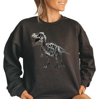 T-Rex Skeleton Dino Bones Paleontologist Fossil Dinosaur Women Oversized Sweatshirt | Mazezy