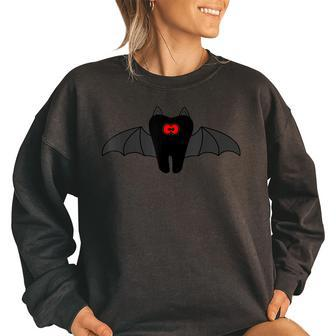 Tooth Bat Wings Spooky Dental Hygienist Assistant Halloween Women Oversized Sweatshirt | Mazezy