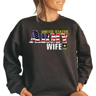 United States Flag American Army Wife Veteran Day Women Oversized Sweatshirt | Mazezy AU