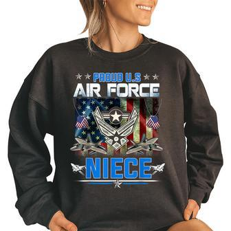 Us Air Force Proud Niece Proud Air Force Niece Women Women Oversized Sweatshirt | Mazezy
