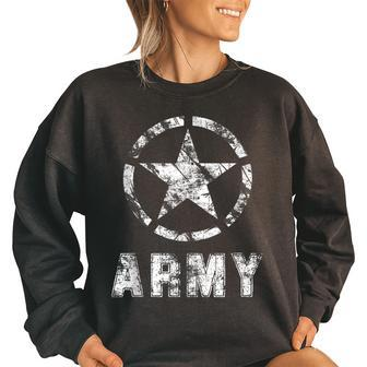 Us Army Vintage Army Proud Gift Women Oversized Sweatshirt | Mazezy