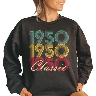 Vintage 73Rd Birthday Gift Retro 1950 73 Years Old Classic Women Oversized Sweatshirt | Mazezy