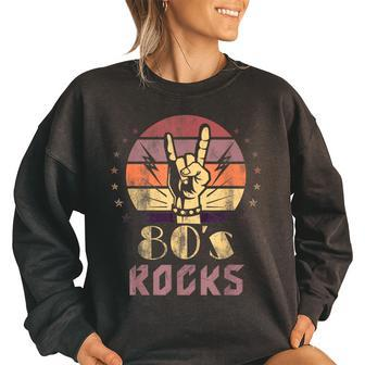Vintage 80S Rock Bands Eighties 80S Party Retro Music Band 80S Vintage Designs Funny Gifts Women Oversized Sweatshirt | Mazezy