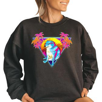 Vintage Cheems Dog Funny Shiba Inu Dank Meme 80S Vaporwave 80S Vintage Designs Funny Gifts Women Oversized Sweatshirt | Mazezy