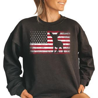 Vintage Chihuahua Dog Lover July 4Th American Flag Men Women Women Oversized Sweatshirt | Mazezy