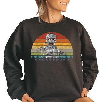Vintage Distressed Halloween Mummy Trick Or Treat Gift Mummy Funny Gifts Women Oversized Sweatshirt | Mazezy