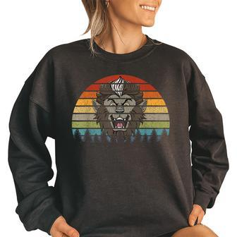 Vintage Distressed Halloween Werewolf Trick Or Treat Gift Halloween Funny Gifts Women Oversized Sweatshirt | Mazezy