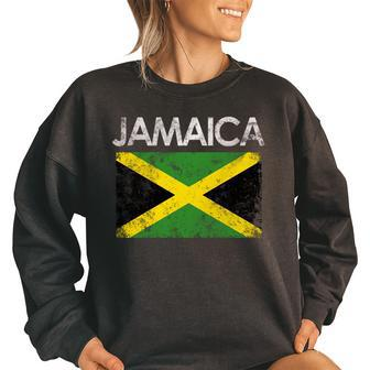 Vintage Jamaica Jamaican Flag Pride Gift Pride Month Funny Designs Funny Gifts Women Oversized Sweatshirt | Mazezy