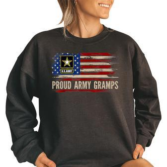 Vintage Proud Army Gramps American Flag Veteran Gift Women Oversized Sweatshirt | Mazezy UK