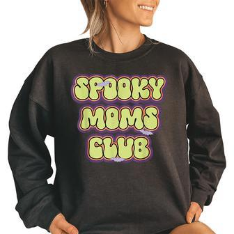 Vintage Retro Groovy Ghost Boo Spooky Mom Club Halloween Gifts For Mom Funny Gifts Women Oversized Sweatshirt | Mazezy