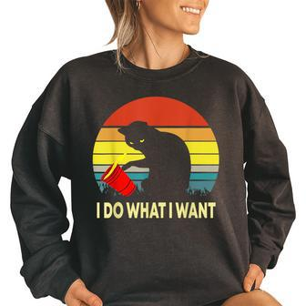 Vintage Sunset I Do What I Want Cat Women Oversized Sweatshirt | Mazezy