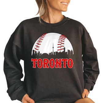 Vintage Toronto Baseball Men Women Player And Fans Baseball Funny Gifts Women Oversized Sweatshirt | Mazezy