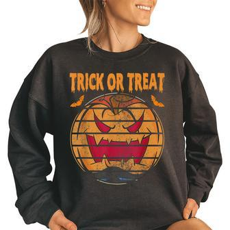 Vintage Trick Or Treat Halloween Costume 2021 Pumpkin Party Pumpkin Funny Gifts Women Oversized Sweatshirt | Mazezy