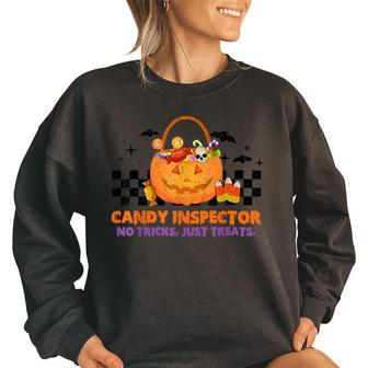 Vintage Trick Or Treat Halloween No Tricks Just Treats Candy Halloween Funny Gifts Women Oversized Sweatshirt | Mazezy