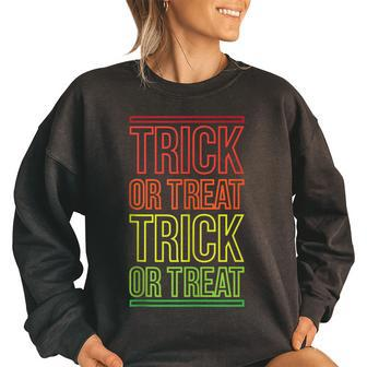 Vintage Trick Or Treat Retro Halloween Trick Or Treating Halloween Funny Gifts Women Oversized Sweatshirt | Mazezy