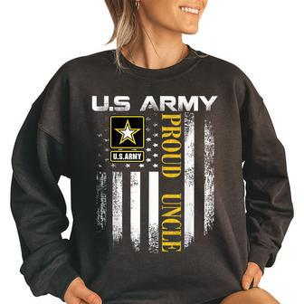Vintage Us Army Proud Uncle With American Flag Gift Women Oversized Sweatshirt | Mazezy CA