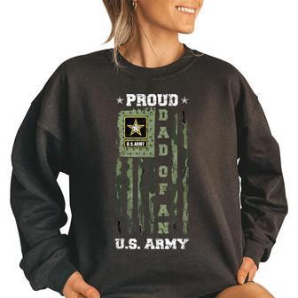 Vintage Usa Camouflage Proud Dad Of An Army Military Women Oversized Sweatshirt | Mazezy