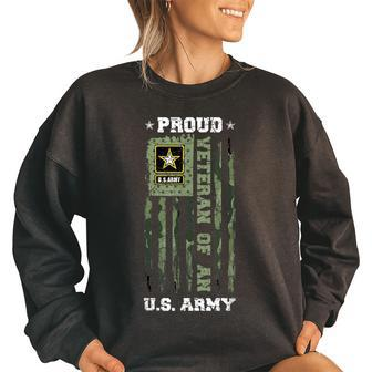 Vintage Usa Camouflage Proud Veteran Of An Army Military Women Oversized Sweatshirt | Mazezy