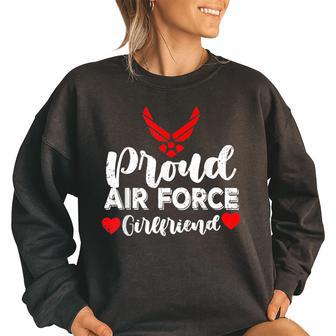 Women Proud Us Air Force Girlfriend Military Pride Pride Month Funny Designs Funny Gifts Women Oversized Sweatshirt | Mazezy