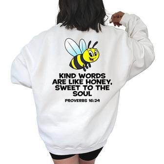 Cute Bee Proverbs 1624 Women's Oversized Back Print Sweatshirt | Mazezy