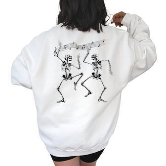 Funny Halloween Clothing Men Women Cool Dancing Skeletons Women Oversized Back Print Sweatshirt | Mazezy