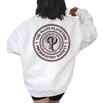 The Pluto Society Astronomy Space Science Vintage Women's Oversized Back Print Sweatshirt | Mazezy