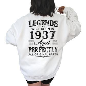 Vintage 1937 Funny 85 Years Old Men And Women 85Th Birthday Women's Oversized Back Print Sweatshirt | Mazezy