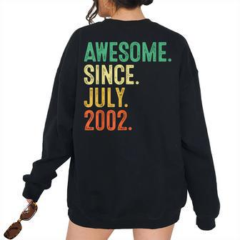 21 Year Old Awesome Since July 2002 21St Birthday 21St Birthday Women's Oversized Sweatshirt Back Print | Mazezy