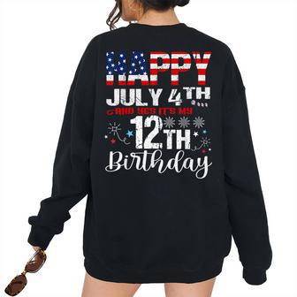 4Th Of July Boys 12 Years Old Its My 12Th Birthday Women's Oversized Sweatshirt Back Print | Mazezy