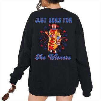 4Th Of July Hot Dogs Im Just Here For The Wieners Women's Oversized Sweatshirt Back Print | Mazezy