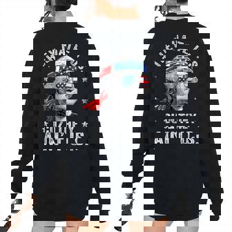 4Th Of July They Hate Us Cuz They Aint Us American Flag Women's Oversized Sweatshirt Back Print | Mazezy