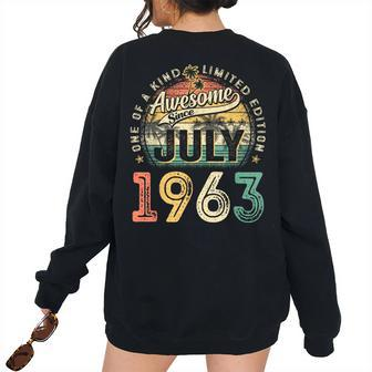 60 Year Old July 1963 Vintage Retro 60Th Birthday 60Th Birthday Women's Oversized Sweatshirt Back Print | Mazezy