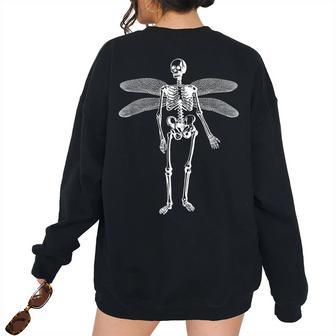 Aesthetic Gothic Cottagecore Skeleton Fairy Grunge Fairycore Women Oversized Sweatshirt Back Print | Mazezy