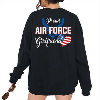 Air Force Proud Girlfriend US Pride Military Pride Month s Women's Oversized Sweatshirt Back Print | Mazezy
