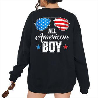 All American Boy 4Th Of July Usa Sunglasses Family Matching Usa Women's Oversized Sweatshirt Back Print | Mazezy