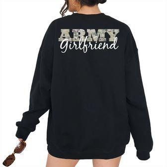 Army Girlfriend Camo For Her Us Military Pride Women's Oversized Sweatshirt Back Print | Mazezy