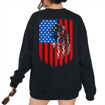 Bald Eagle 4Th Of July Christmas American Flag Patriotic Women's Oversized Sweatshirt Back Print | Mazezy