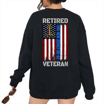 Battleship Uss New Jersey Bb-62 Veterans Day Sailor Grandpa Grandpa Women's Oversized Sweatshirt Back Print | Mazezy