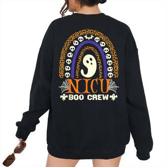 Boo Crew Nurse Halloween For Nicu Nurses Rn Ghost Women's Oversized Sweatshirt Back Print | Mazezy