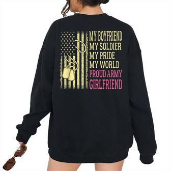 My Boyfriend My Soldier Hero Proud Army Girlfriend For Women Women's Oversized Sweatshirt Back Print | Mazezy