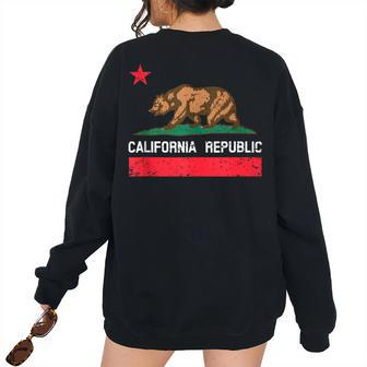 California Bear Vintage Republic Love California Ca Cali California And Merchandise Women's Oversized Sweatshirt Back Print | Mazezy