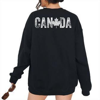 Canada Vintage Distressed Flag Leaf Maple Pride Men Women Pride Month s Women's Oversized Sweatshirt Back Print | Mazezy