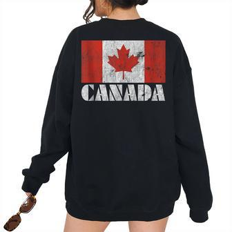Canadian Canada Flag Vintage Country Souvenir Women's Oversized Sweatshirt Back Print | Mazezy