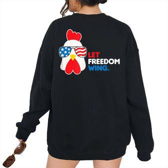 Chicken Wing July 4Th American Flag Usa Usa Women's Oversized Sweatshirt Back Print | Mazezy