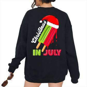 Christmas In July Watermelon Ice Pops Fun Christmas In July Women's Oversized Sweatshirt Back Print | Mazezy