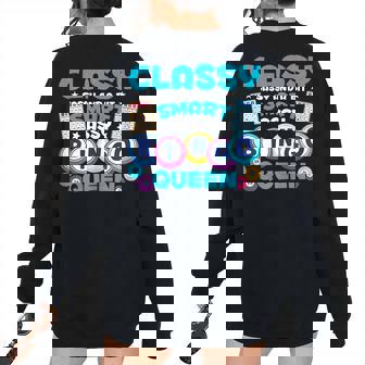 Classy Sassy And A Bit Smart Assy Bingo Queen Sassy Women's Oversized Sweatshirt Back Print | Mazezy